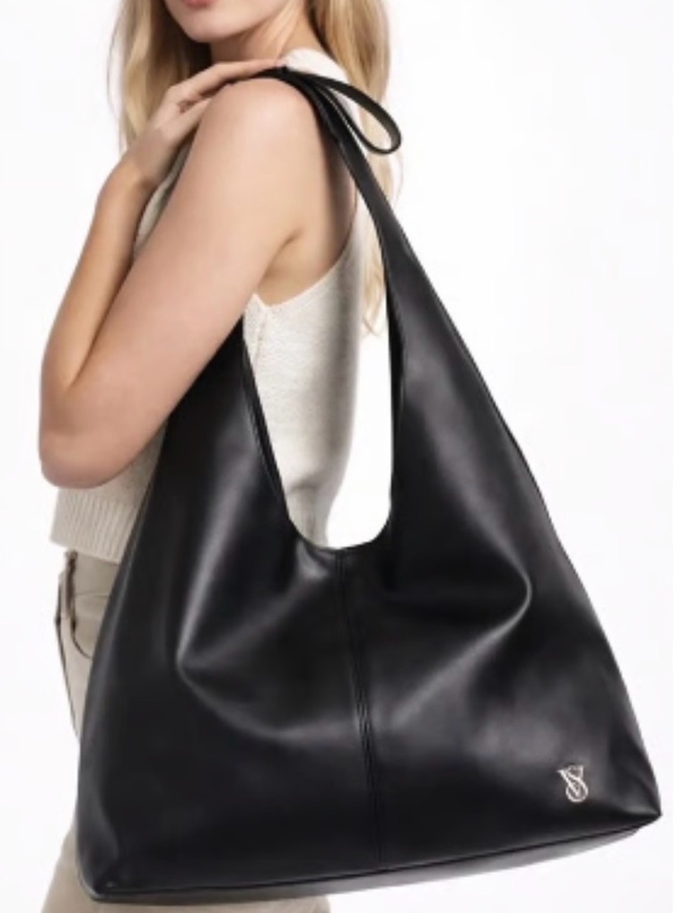 Victoria's Secret Black Faux-Leather Tote NWT - Picture 2 of 7